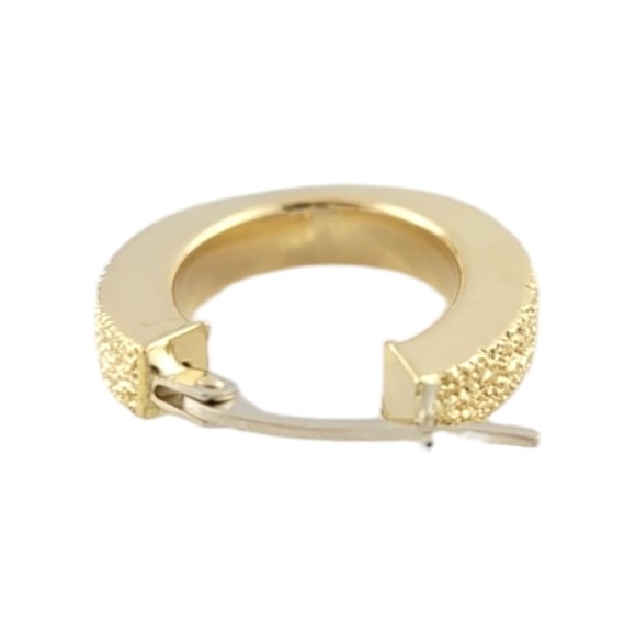 18K Yellow and White Gold Oval Hoop Earrings #16791 - Picture 3 of 10